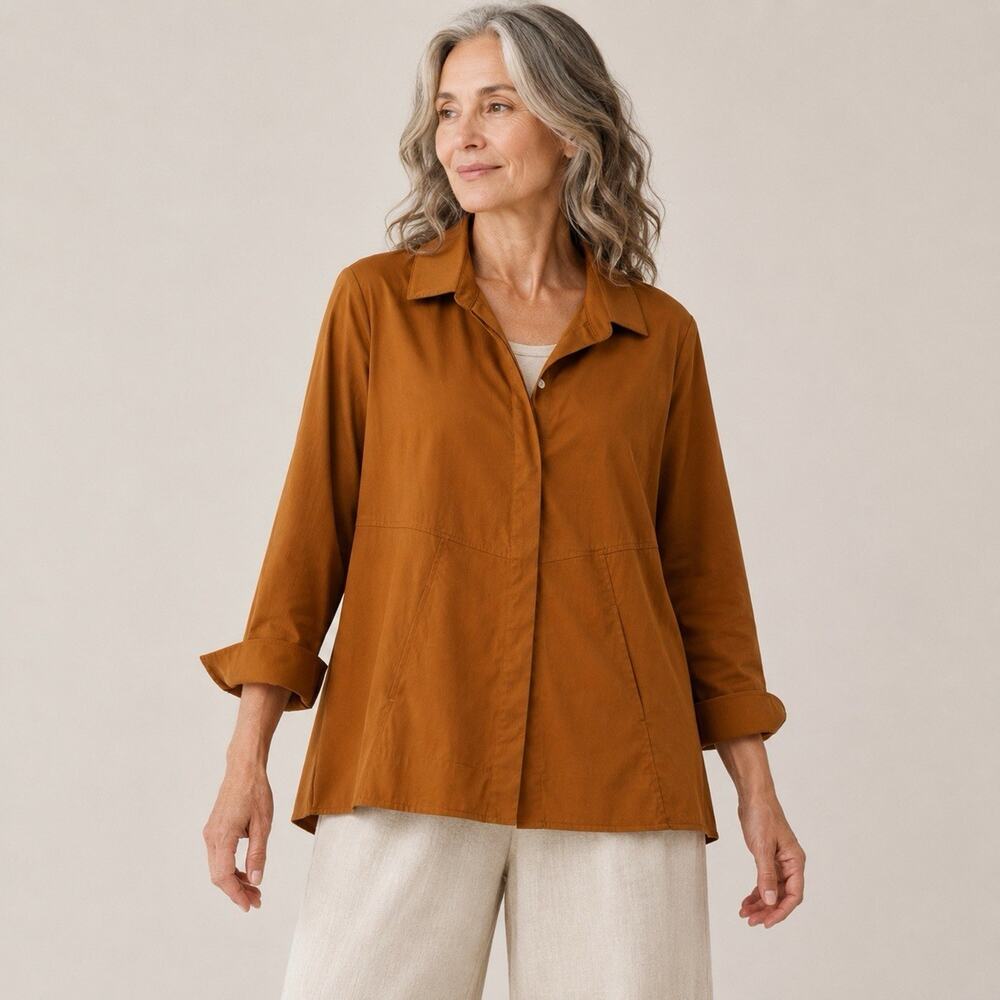 Habitat Small The One Shirt Built In Pockets Golden Ochre Button Up Long Sleeve